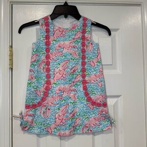 Lilly Pulitzer Little Lilly Lobstah Roll Print Classic Shift Dress Girls Size 4